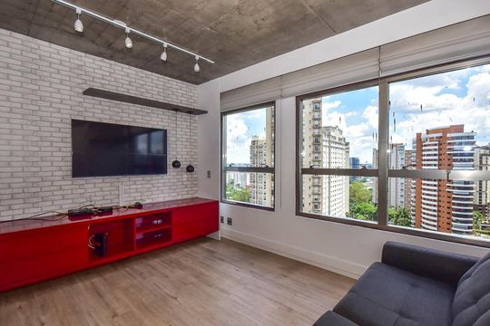 Sala de apartamento para alugar com 2 quartos, 74m² em Panamby, São Paulo