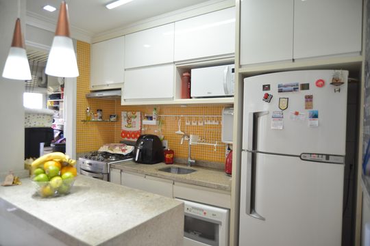 Cozinha de apartamento à venda com 2 quartos, 70m² em Campestre, Santo André