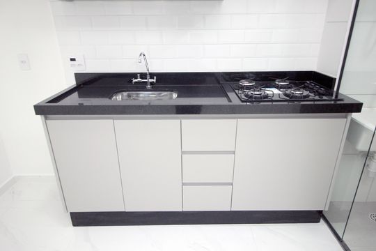 Cozinha de apartamento para alugar com 2 quartos, 47m² em Jardim, Santo André