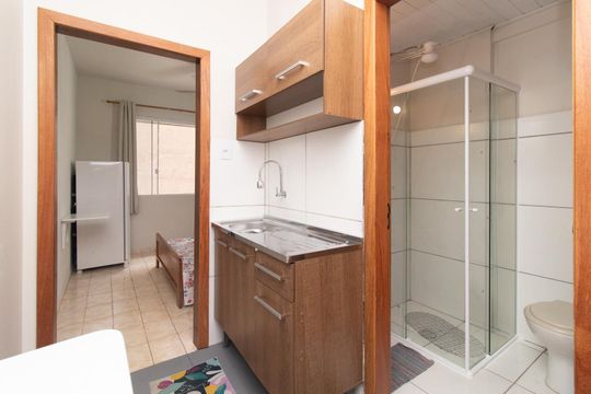 Cozinha de apartamento à venda com 1 quarto, 19m² em Centro Histórico, Porto Alegre