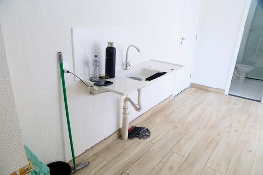 Cozinha de apartamento à venda com 2 quartos, 32m² em Jardim Caravelas, São Paulo