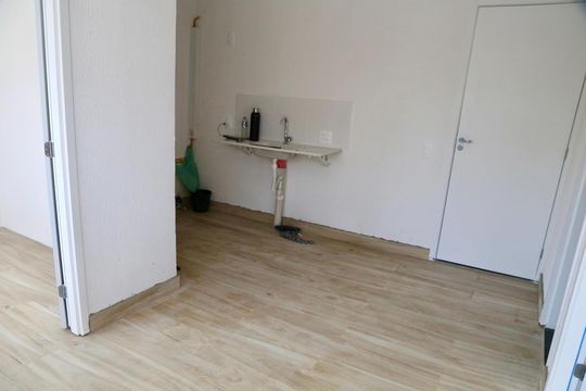 Cozinha de apartamento à venda com 2 quartos, 32m² em Jardim Caravelas, São Paulo