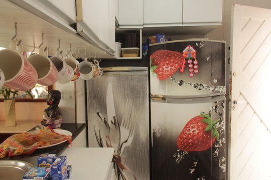 Cozinha de casa de condomínio para alugar com 3 quartos, 100m² em Macuco, Santos