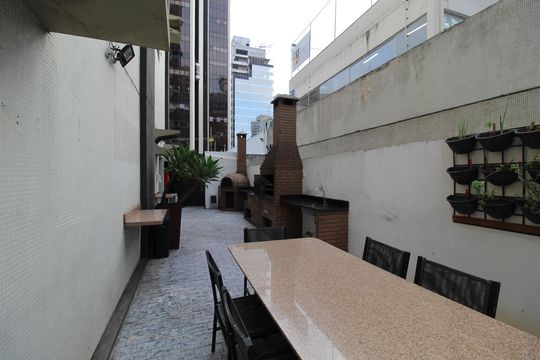 Área Comum - Churrasqueira de apartamento à venda com 1 quarto, 56m² em Moema, São Paulo
