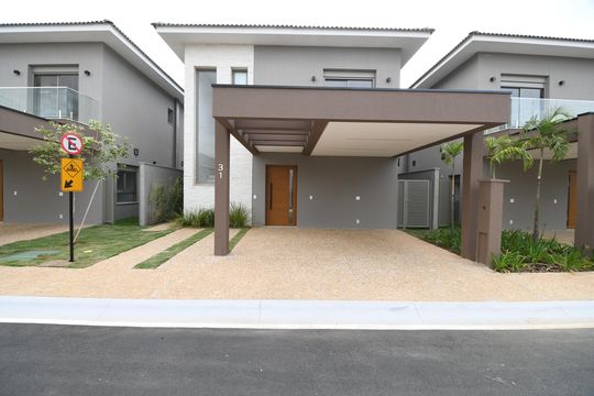 Fachada de casa de condomínio à venda com 3 quartos, 155m² em Loteamento Santa Ana do Atibaia -- Sousas, Campinas