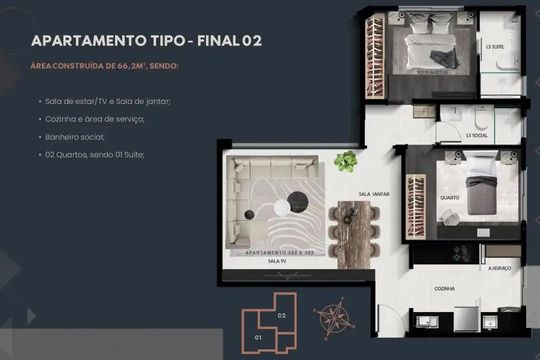 Apartamento à venda com 2 quartos, 65m² em Grajaú, Belo Horizonte