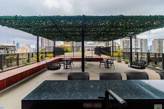 Área comum - Churrasqueira de kitnet/studio à venda com 1 quarto, 23m² em Jardim das Acacias, São Paulo