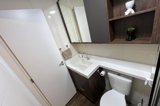 Banheiro suíte  de apartamento à venda com 2 quartos, 56m² em Jardim Norma, São Paulo