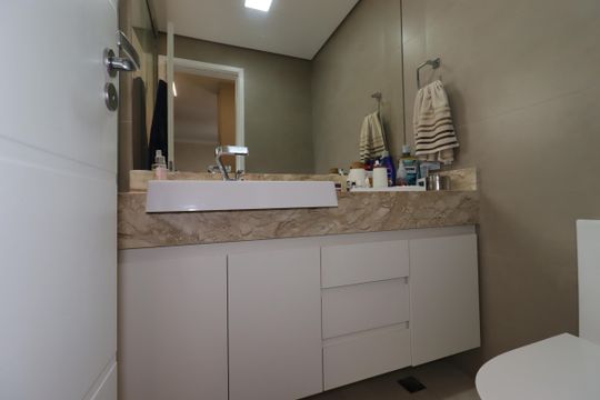 Banheiro da Suíte de apartamento à venda com 3 quartos, 120m² em Jardim, Santo André
