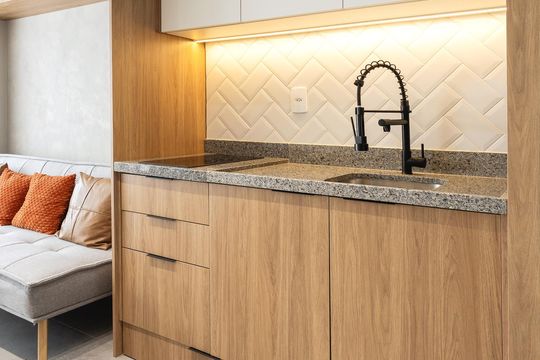 Cozinha de apartamento à venda com 1 quarto, 29m² em Pinheiros, São Paulo