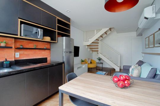 Cozinha de apartamento à venda com 1 quarto, 57m² em Vila Olímpia, São Paulo