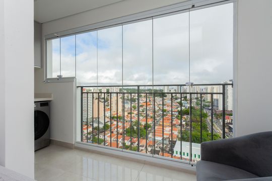 Varanda da Sala de apartamento à venda com 2 quartos, 46m² em Jardim Santo Antoninho, São Paulo