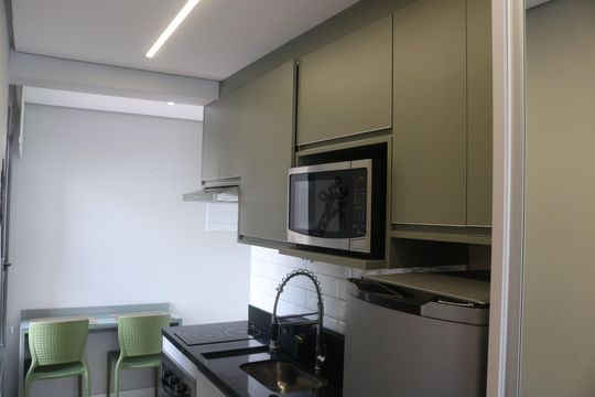 Cozinha de kitnet/studio à venda com 1 quarto, 26m² em Barra Funda, São Paulo