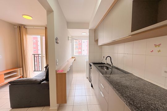 Cozinha de apartamento à venda com 2 quartos, 53m² em Residencial Paraiso, Várzea Paulista