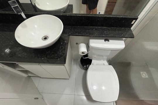 Banheiro de apartamento à venda com 3 quartos, 90m² em Campestre, Santo André