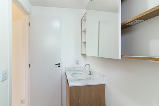 Banheiro da Suíte de apartamento para alugar com 1 quarto, 26m² em Barra Funda, São Paulo
