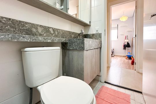 Banheiro Social de apartamento à venda com 2 quartos, 63m² em Jardim Paramount, São Bernardo do Campo
