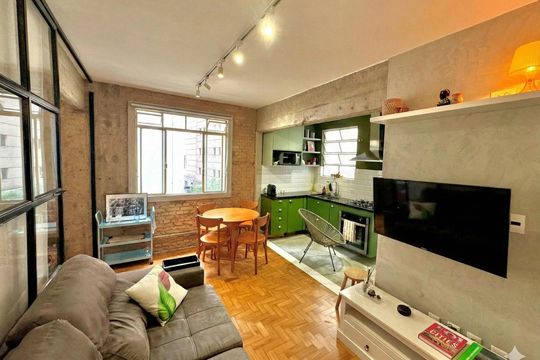 Sala de apartamento para alugar com 1 quarto, 51m² em Cerqueira César, São Paulo