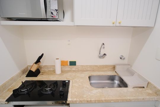 Cozinha de apartamento para alugar com 1 quarto, 40m² em Higienópolis, São Paulo