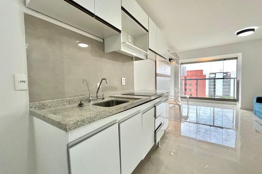 Cozinha de kitnet/studio para alugar com 1 quarto, 26m² em Vila Clementino, São Paulo