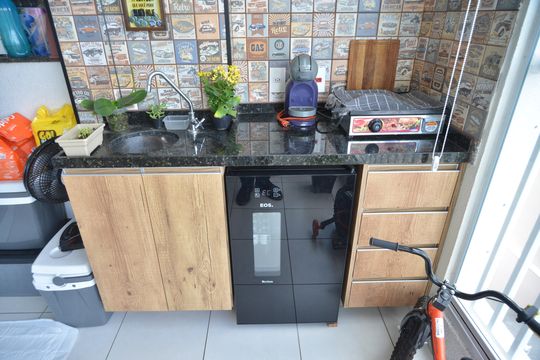 Varanda gourmet de apartamento à venda com 2 quartos, 68m² em Vila Apiai, Santo André