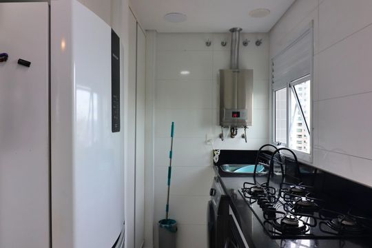 Cozinha e Área de Serviço de apartamento à venda com 1 quarto, 61m² em Jardim do Mar, São Bernardo do Campo