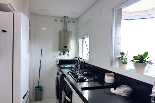 Cozinha e Área de Serviço de apartamento à venda com 1 quarto, 61m² em Jardim do Mar, São Bernardo do Campo
