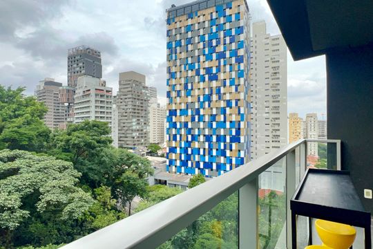 Varanda de kitnet/studio para alugar com 1 quarto, 27m² em Cerqueira César, São Paulo