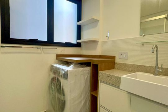 Banheiro da Suíte de apartamento à venda com 1 quarto, 60m² em Pinheiros, São Paulo