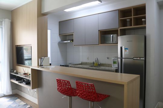 Cozinha de apartamento à venda com 1 quarto, 45m² em Várzea da Barra Funda, São Paulo