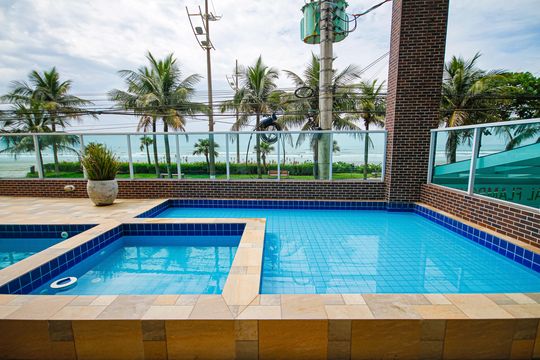 Área comum - Piscina de apartamento para alugar com 1 quarto, 50m² em Balneario Flórida, Praia Grande