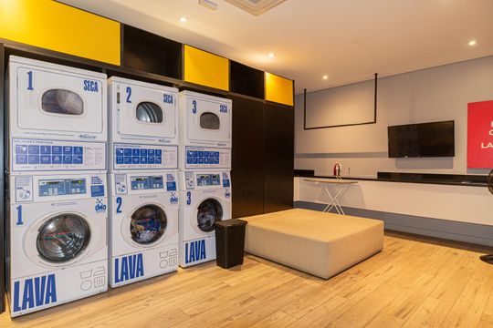 Área comum - Lavanderia de kitnet/studio para alugar com 1 quarto, 23m² em Sé, São Paulo