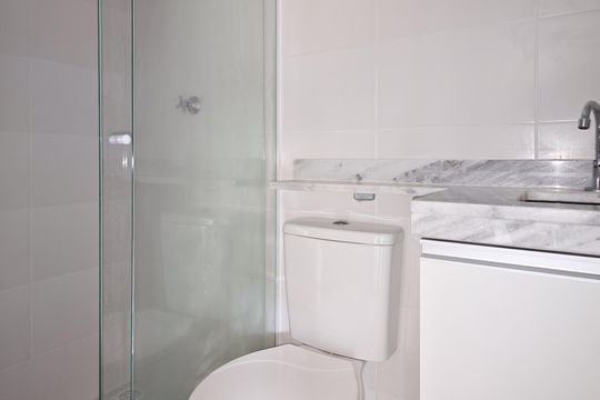 Banheiro Social de apartamento à venda com 2 quartos, 49m² em Jardim Copacabana, São Bernardo do Campo