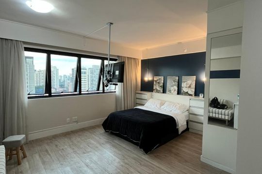 Quarto - Sala de apartamento à venda com 1 quarto, 28m² em Indianópolis, São Paulo