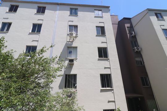 Fachada com placa de apartamento à venda com 2 quartos, 50m² em Hamburgo Velho, Novo Hamburgo