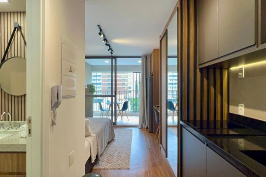 Cozinha de kitnet/studio à venda com 1 quarto, 28m² em Paraíso, São Paulo