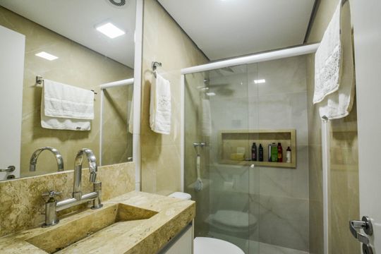 Banheiro Social de apartamento à venda com 2 quartos, 67m² em Vila Homero Thon, Santo André