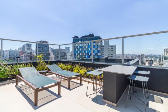 Área comum - Piscina de kitnet/studio à venda com 1 quarto, 48m² em Pinheiros, São Paulo