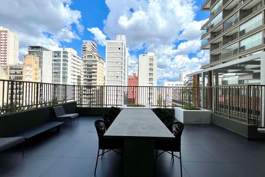 Área comum de kitnet/studio para alugar com 1 quarto, 22m² em Cerqueira César, São Paulo