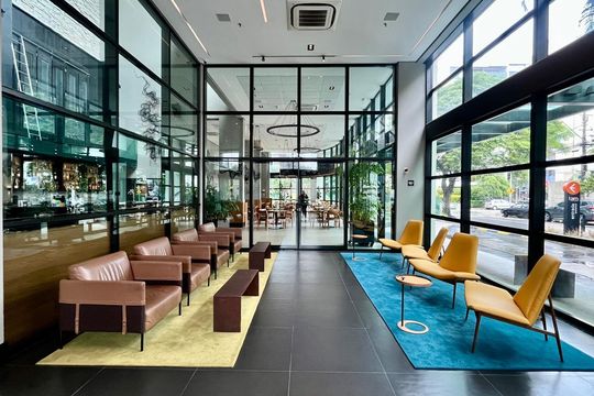 Área comum- Hall de entrada de apartamento para alugar com 1 quarto, 38m² em Cambuí, Campinas
