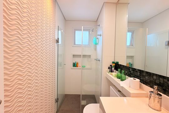 Banheiro Social de apartamento à venda com 3 quartos, 110m² em Parque do Colégio, Jundiaí