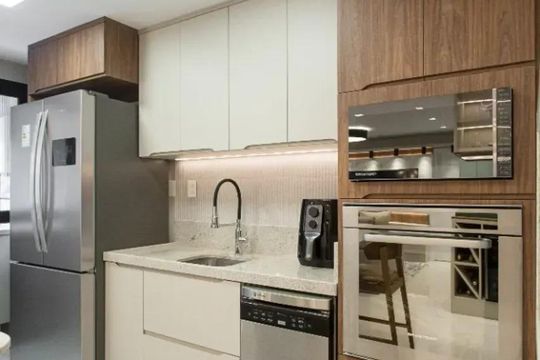 Cozinha de apartamento à venda com 2 quartos, 74m² em São Sebastião, Porto Alegre