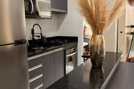 Cozinha de apartamento à venda com 2 quartos, 62m² em Vila Caraguata, São Paulo