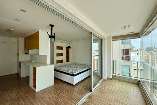 Sacada de kitnet/studio para alugar com 1 quarto, 36m² em Brooklin, São Paulo
