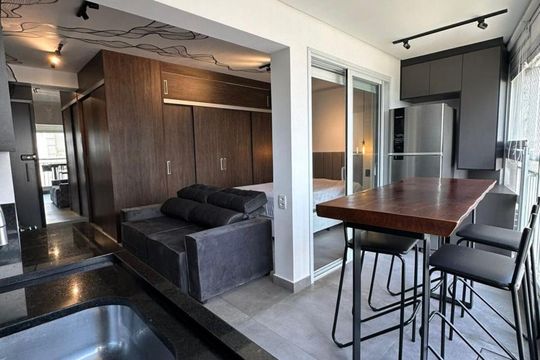 Cozinha de apartamento à venda com 1 quarto, 34m² em Pinheiros, São Paulo