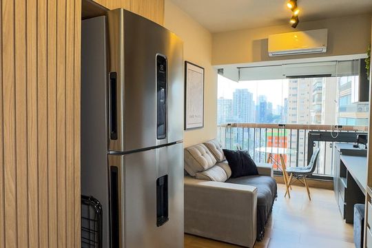 Cozinha de apartamento à venda com 1 quarto, 28m² em Brooklin, São Paulo