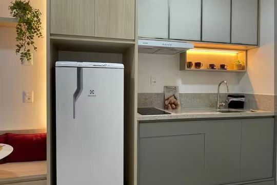 Cozinha de kitnet/studio à venda com 1 quarto, 24m² em Brooklin, São Paulo