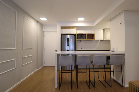Cozinha de apartamento à venda com 1 quarto, 53m² em Indianópolis, São Paulo