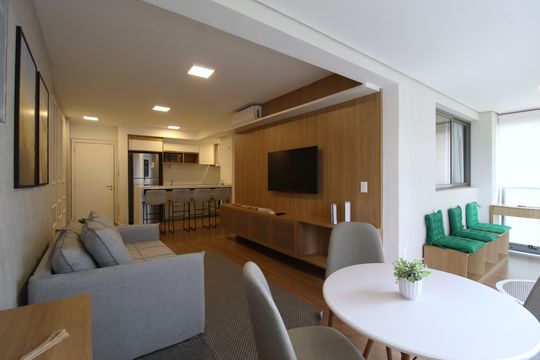 Sala de apartamento à venda com 1 quarto, 53m² em Indianópolis, São Paulo
