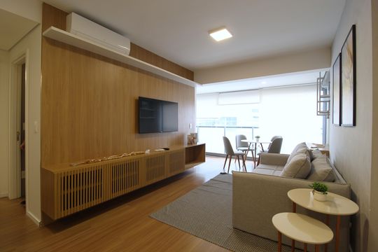 Sala de apartamento à venda com 1 quarto, 53m² em Indianópolis, São Paulo
